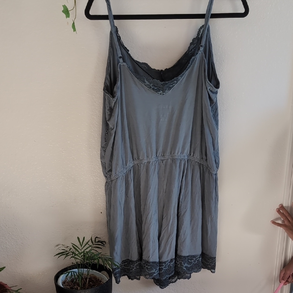 Posh Peanut Lace Trim Chemise in Blue Gray Size XL - Picture 2 of 3